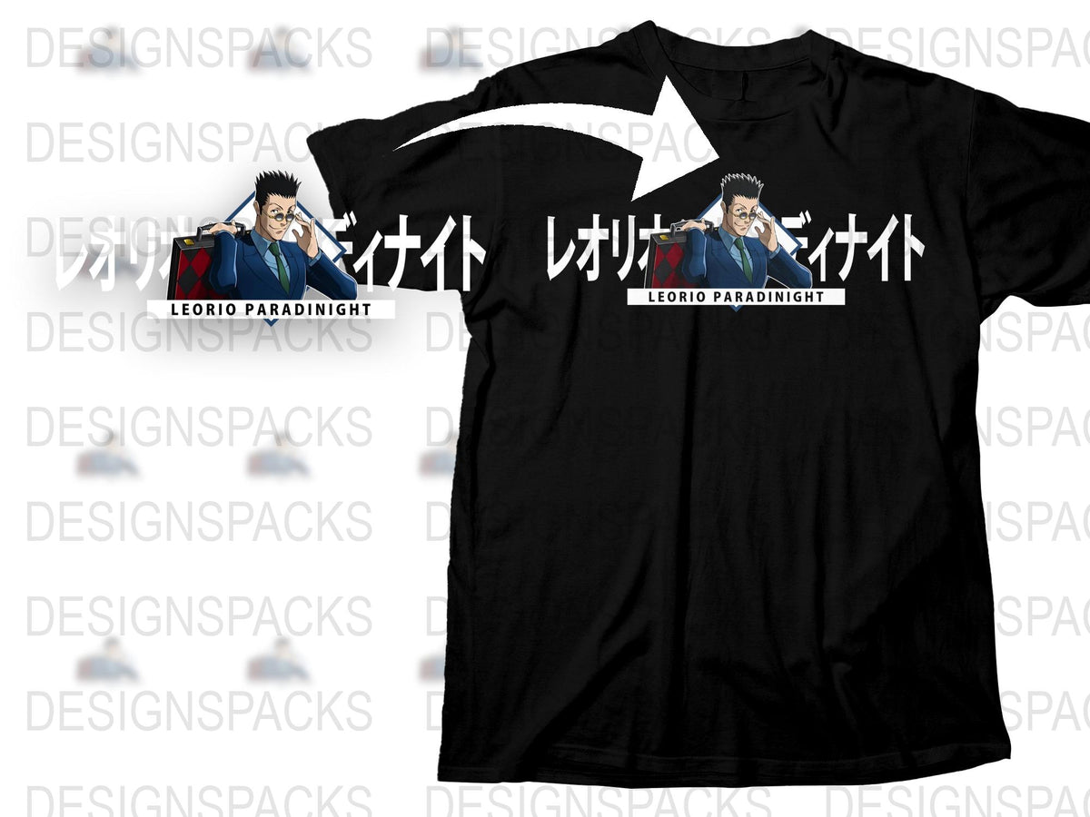Anime Character Leorio Black T-Shirt, Manga Series Inspired Graphic Tee, Men's and Women's Casual Wear Cotton Shirt.