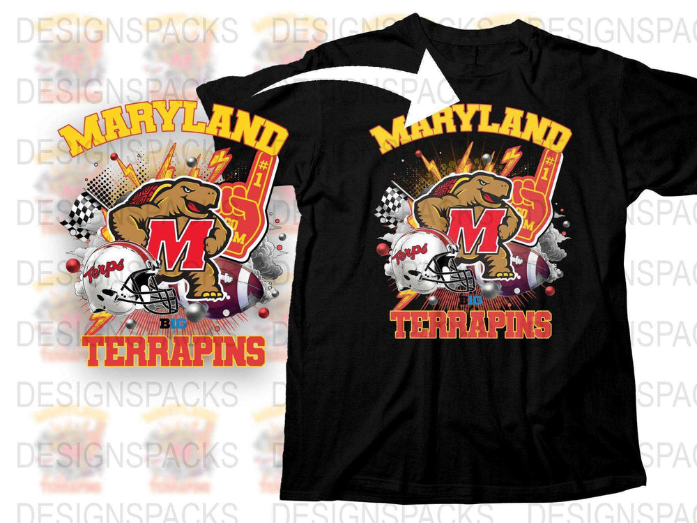 Maryland Terrapins T-Shirt Vintage Sports Design College Football Graphic Tee