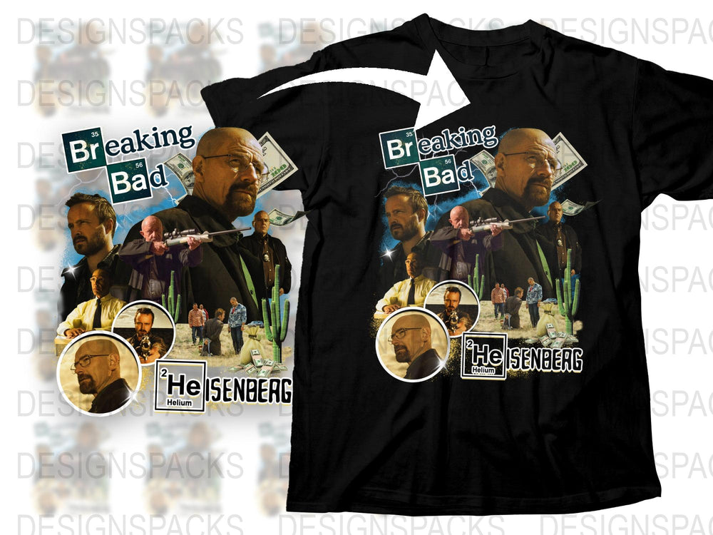 Breaking Bad T-Shirt, Walter White Heisenberg Design, Graphic Tee, TV Show Merchandise, Cotton Black Shirt