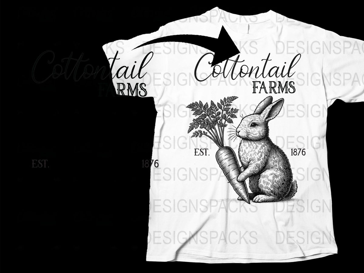 Vintage Rabbit T-Shirt, Cottontail Farms Graphic Tee, Classic Bunny Print, Carrot Illustration, Unisex Cotton Shirt