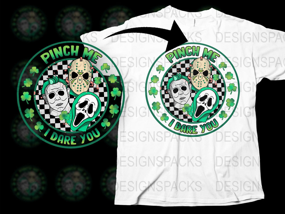 Pinch Me I Dare You Skull T-Shirt, St. Patrick's Day Tee, Shamrock Graphic Shirt, Gothic Style Apparel