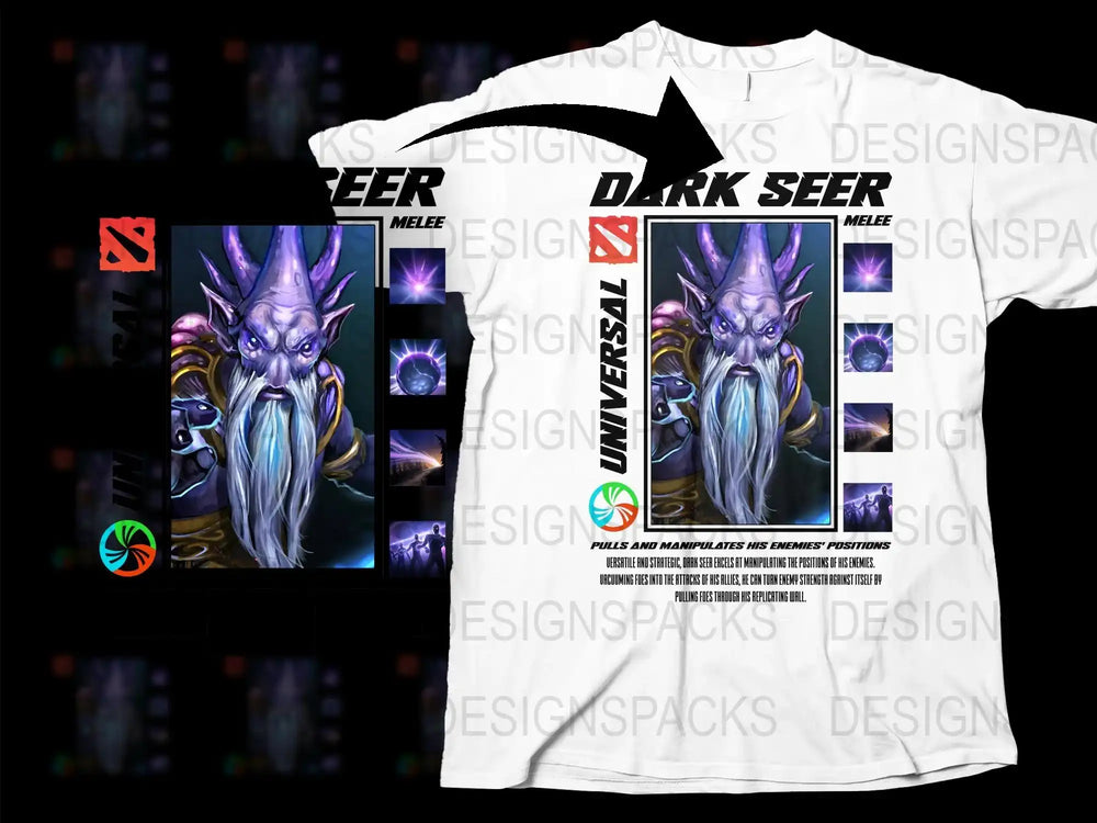 Dark Seer Dota Inspired Graphic T-Shirt, Universal Melee Video Game Art Tee, Unique Gaming Apparel, Fantasy Character Shirt