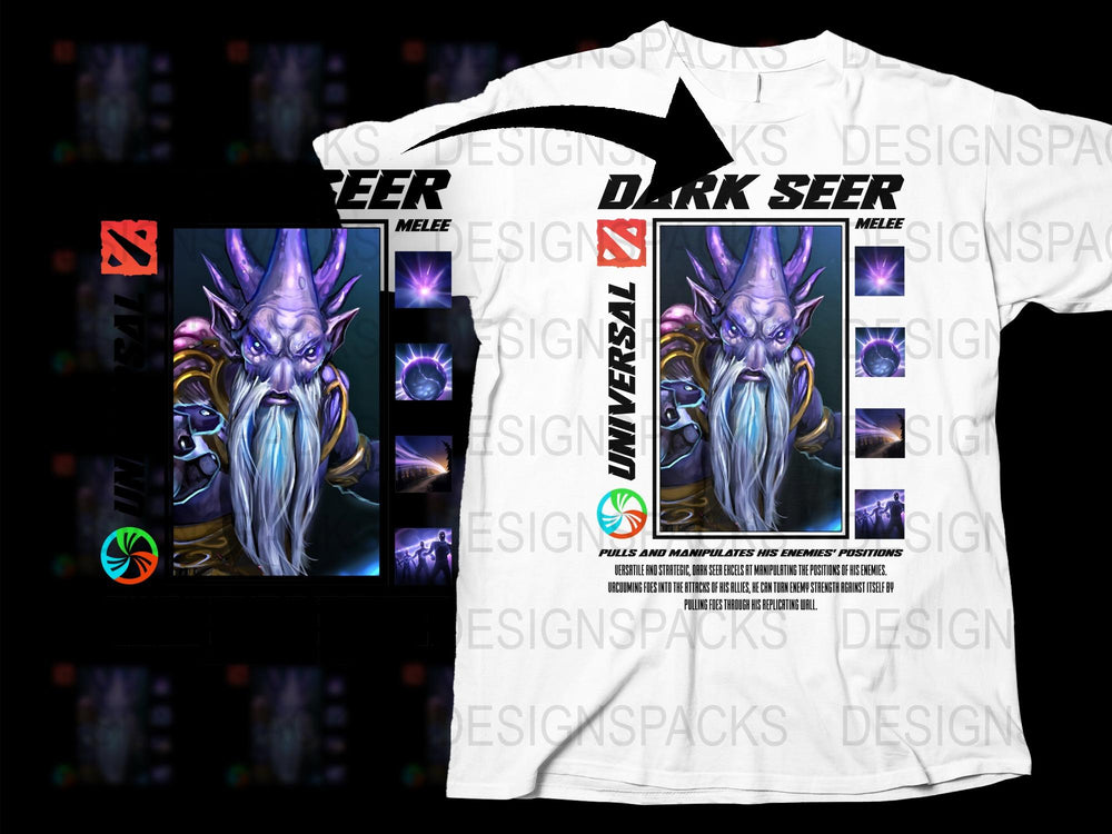 Dark Seer Dota Inspired Graphic T-Shirt, Universal Melee Video Game Art Tee, Unique Gaming Apparel, Fantasy Character Shirt