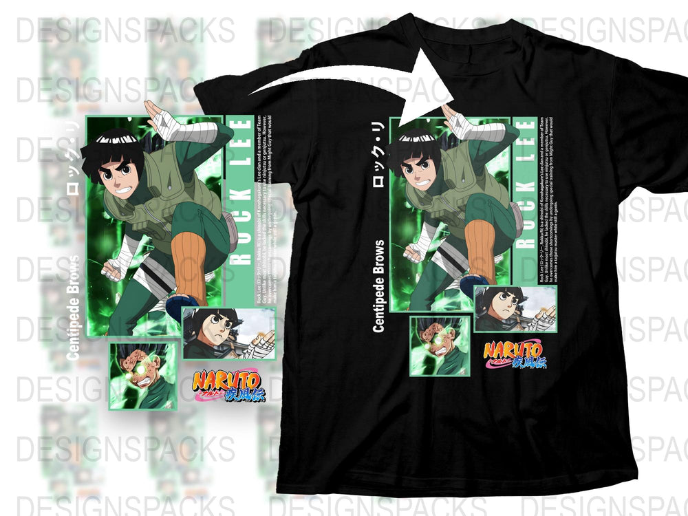 Naruto Rock Lee Anime T-Shirt, Unisex Manga Graphic Tee, Vintage Style Casual Apparel, Gift for Anime Fans