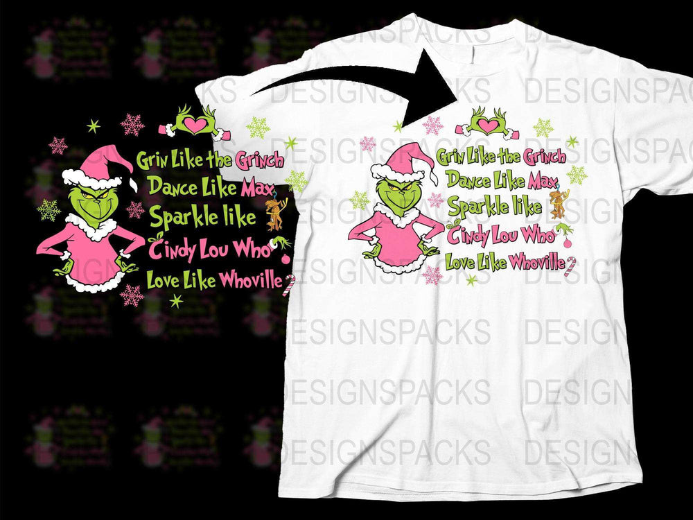 Grinch Inspired Christmas T-Shirt, Cindy Lou Who, Sparkle Like Max, Holiday Gift Idea