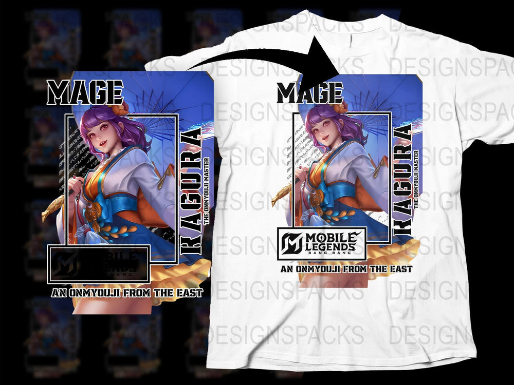 Mobile Legends Mage Kagura Graphic T-Shirt, Anime Style Gaming Apparel, Cool Gamer Gift Idea