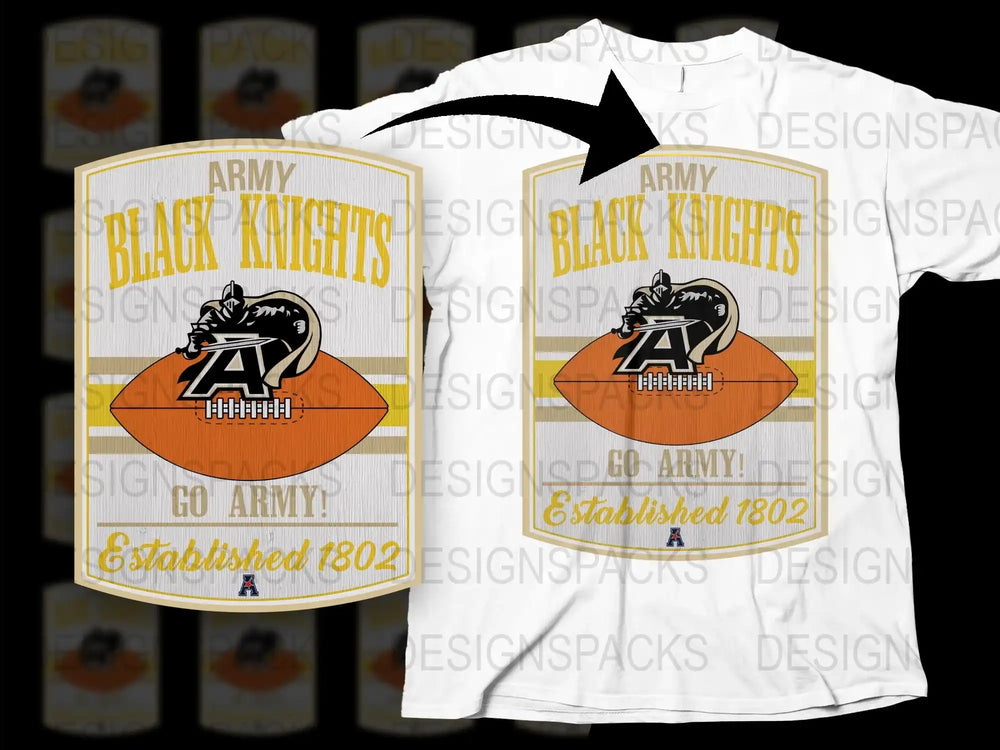 Army Black Knights Graphic T-Shirt, Vintage Military Academy Football Tee, Established 1802 Design, Patriotic Casual Wear