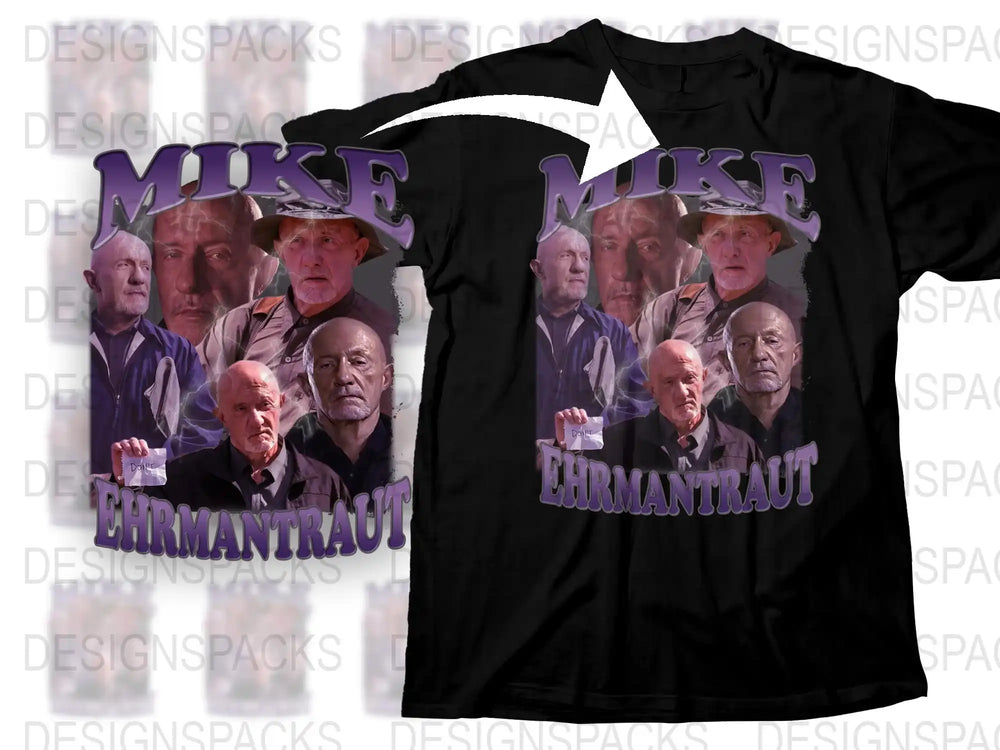 Mike Ehrmantraut Graphic T-Shirt, Fan Art, TV Show Character Tee, Men's Black Cotton Shirt, Cool Pop Culture Apparel, Gift Idea
