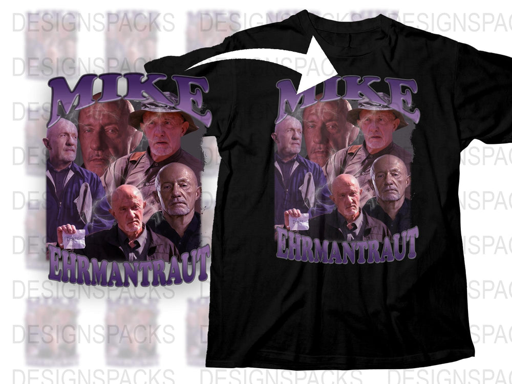 Mike Ehrmantraut Graphic T-Shirt, Fan Art, TV Show Character Tee, Men's Black Cotton Shirt, Cool Pop Culture Apparel, Gift Idea