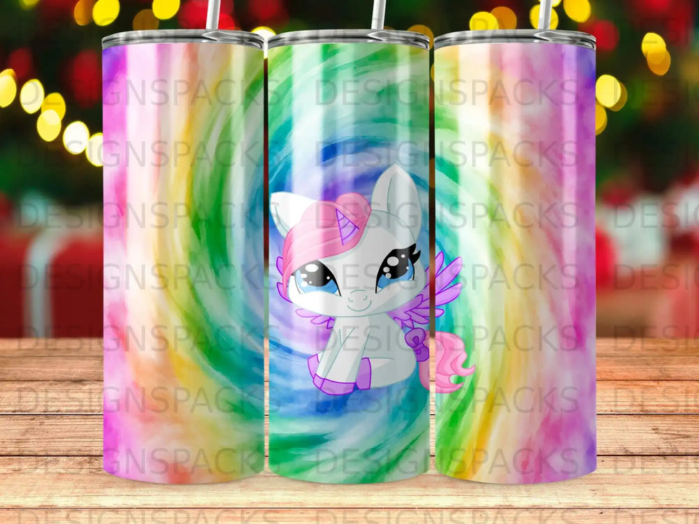 Cute Unicorn Rainbow Swirl Design Tumbler product type