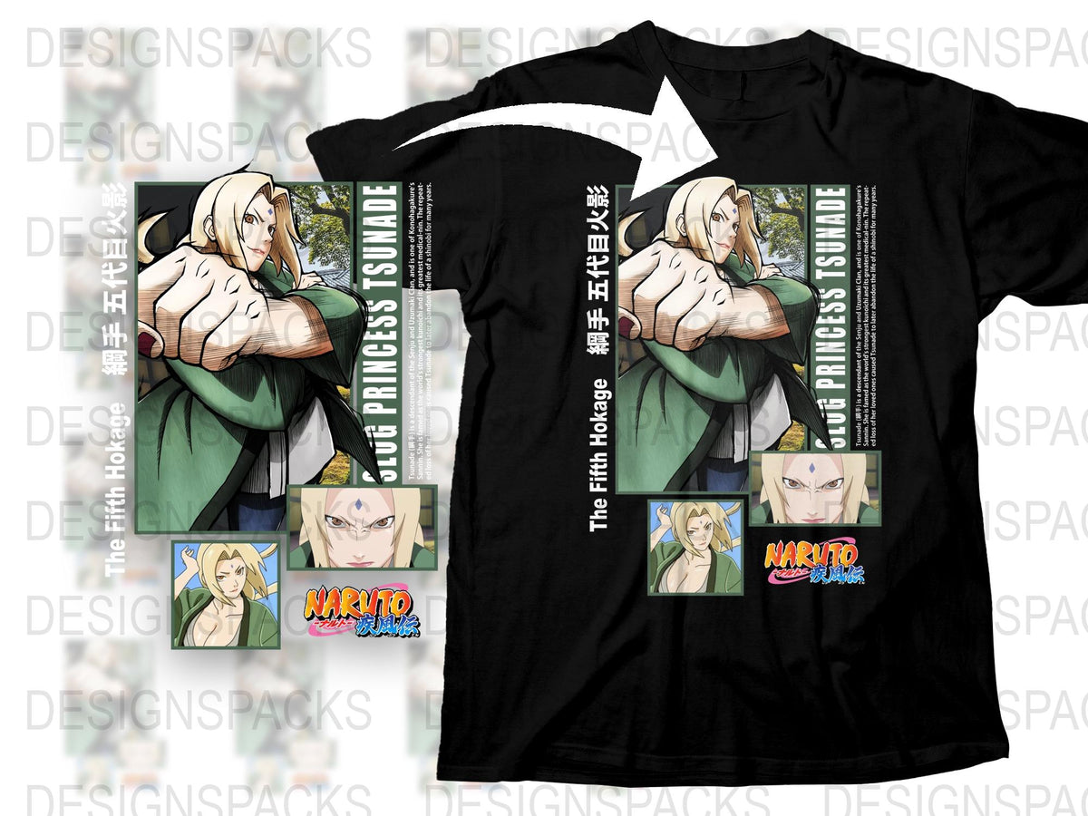 Naruto Anime T-Shirt, Princess Tsunade Design, Unisex Black Tee, Graphic Shirt, Manga Fan Gift