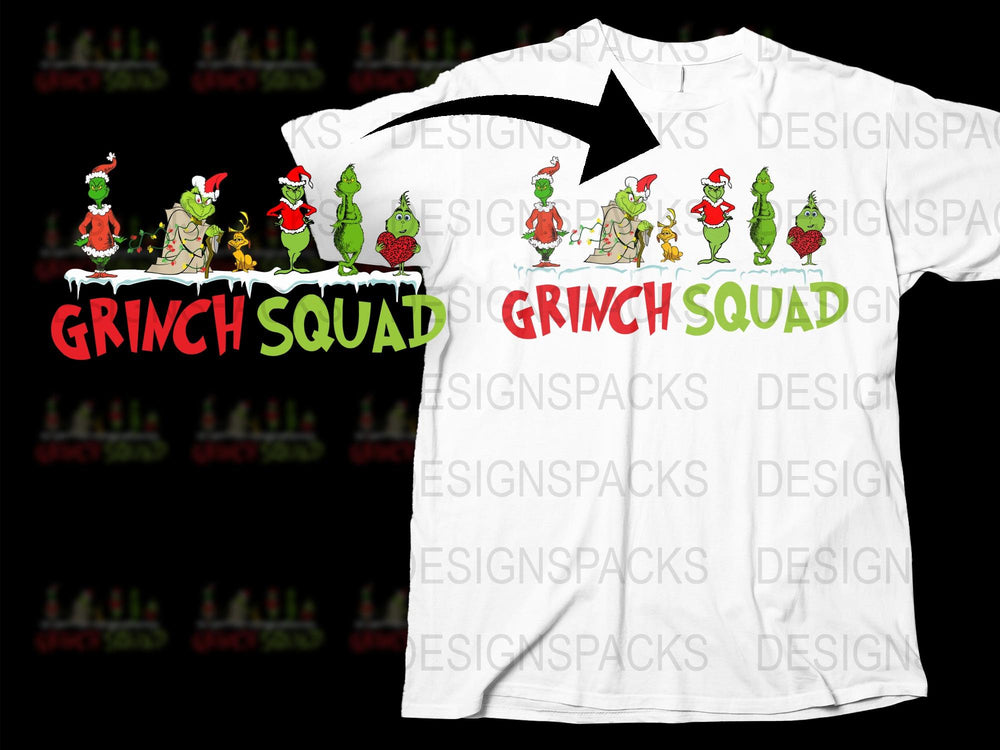 Grinch Squad Christmas T-Shirt, Funny Holiday Group Tee, Festive Family Matching Outfit