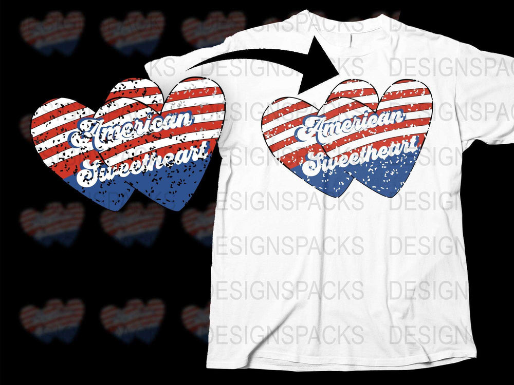 American Sweetheart Patriotic T-Shirt, USA Flag Heart Design, Red White Blue, Independence Day Apparel, Unisex Fashion Tee