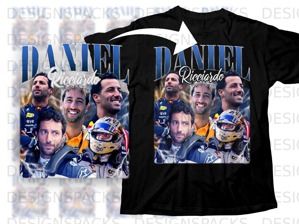 Daniel Ricciardo collage with lightning and text.