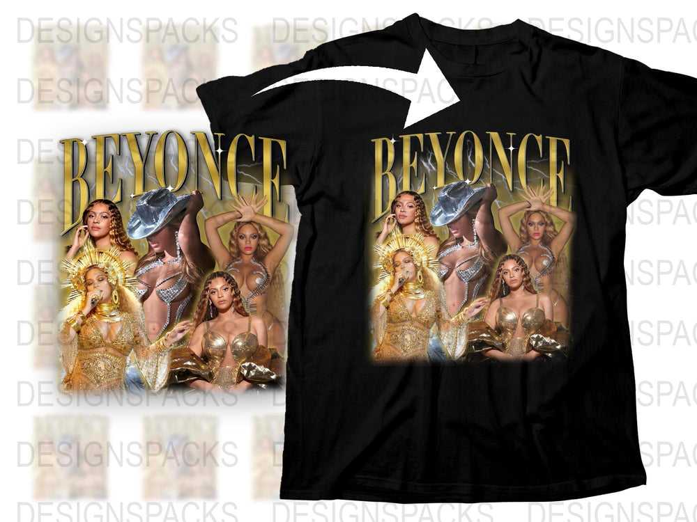 Beyonce Inspired Graphic T-Shirt, Multiple Poses, Gold Glam Pop Star Tee, Music Icon Fashion, Fan Merchandise, Unique Gift Idea