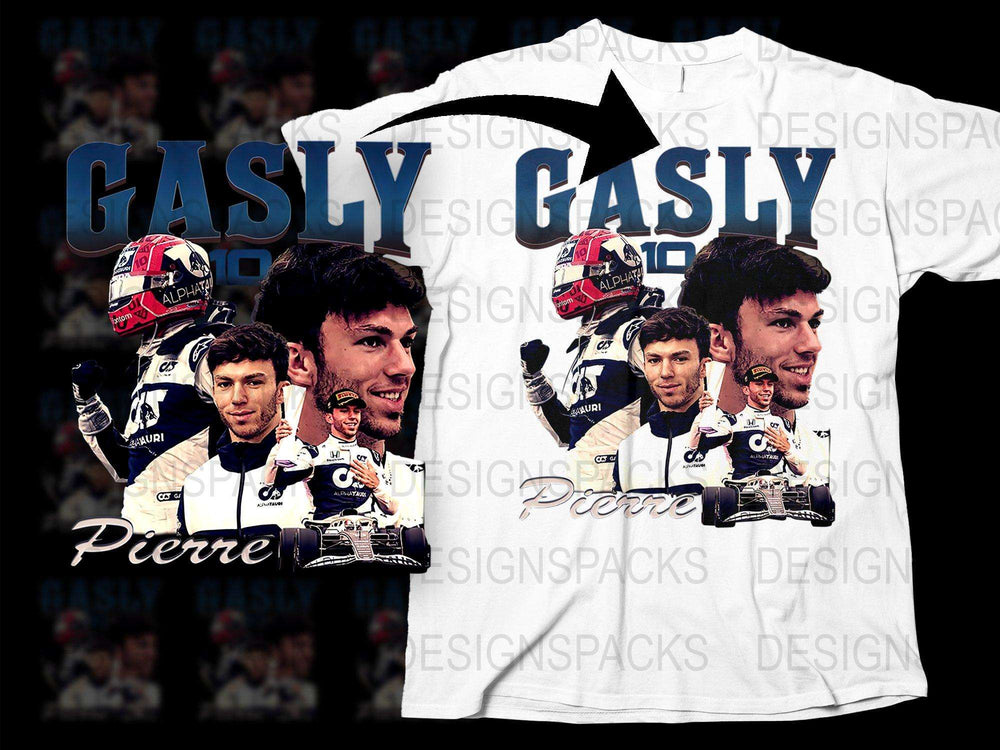 Pierre Gasly Graphic T-Shirt, F1 Racing Driver Themed Tee, Motorsport Fan Apparel, Sporty Casual Wear, Collector's Item White Shirt