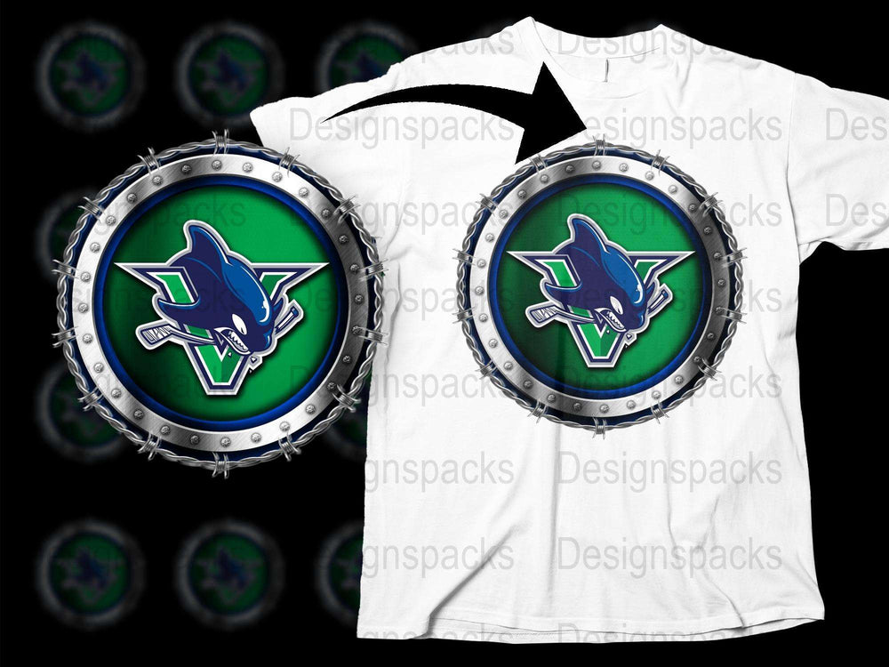Shark Logo Chain Border Graphic T-Shirt, Cool Marine Animal Design Tee, Unique Gift for Him