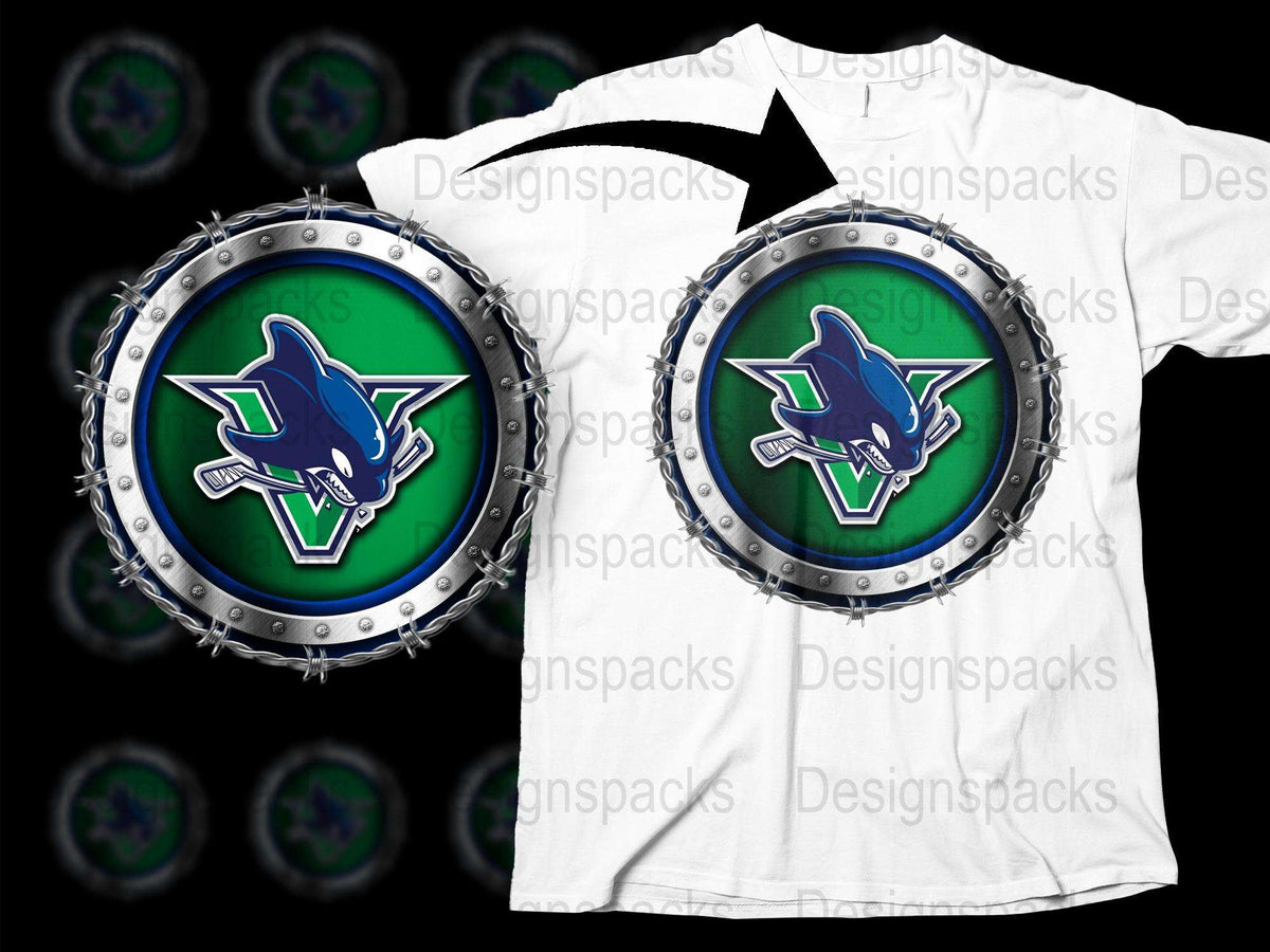 Shark Logo Chain Border Graphic T-Shirt, Cool Marine Animal Design Tee, Unique Gift for Him