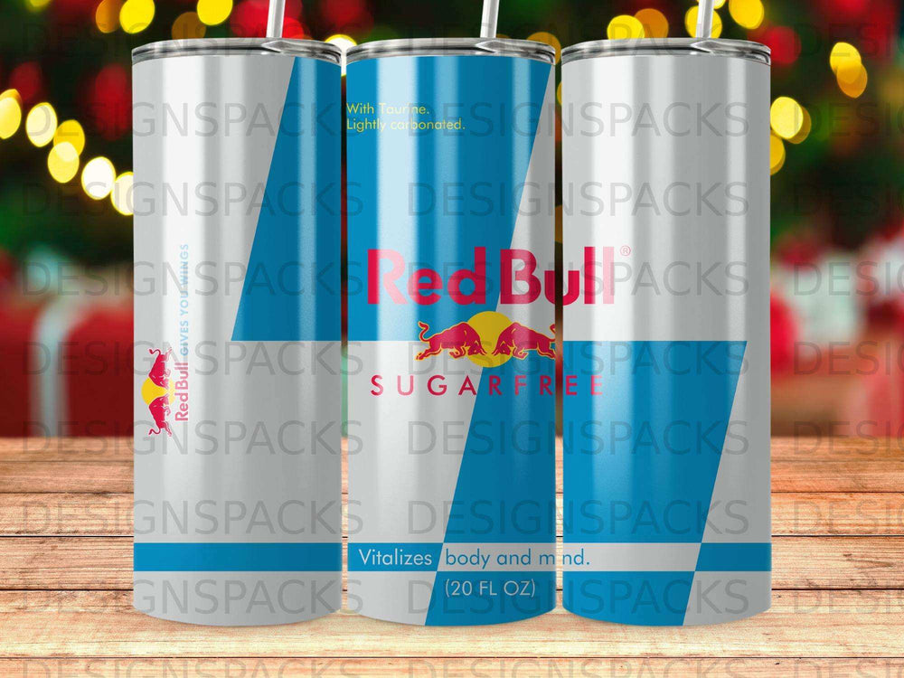 Red Bull Sugarfree can with "Vitalizes body and mind" and 20 FL OZ.