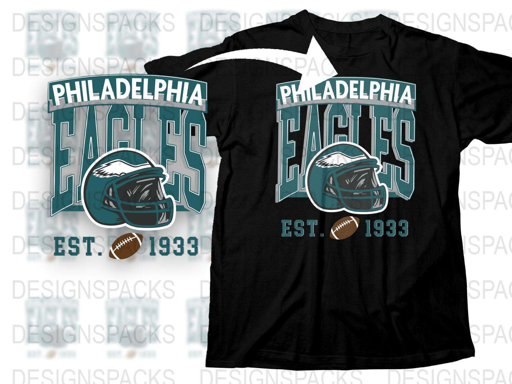 Philadelphia Eagles T-Shirt Vintage 1933 Logo, Retro Football Fan Apparel, Sports Team Tee, Graphic Black Shirt