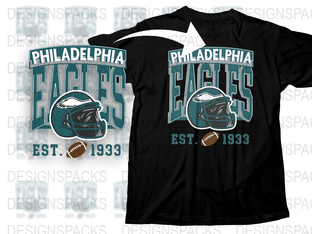Philadelphia Eagles T-Shirt Vintage 1933 Logo, Retro Football Fan Apparel, Sports Team Tee, Graphic Black Shirt