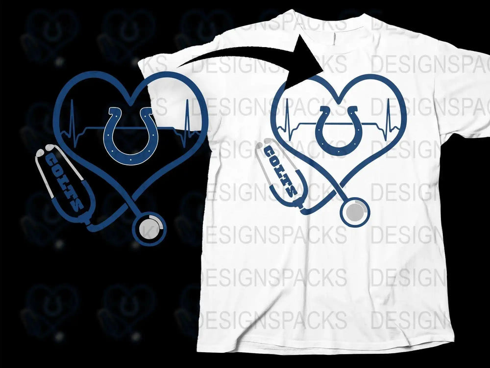 Indianapolis Colts Nurse Heartbeat T-Shirt, Nursing Medical Football Fan Apparel, Unisex Tee