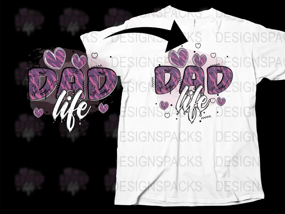 Dad Life Graphic T-Shirt, Cool Father's Day Gift, Heart Balloon Design, Fashionable Men's Wear