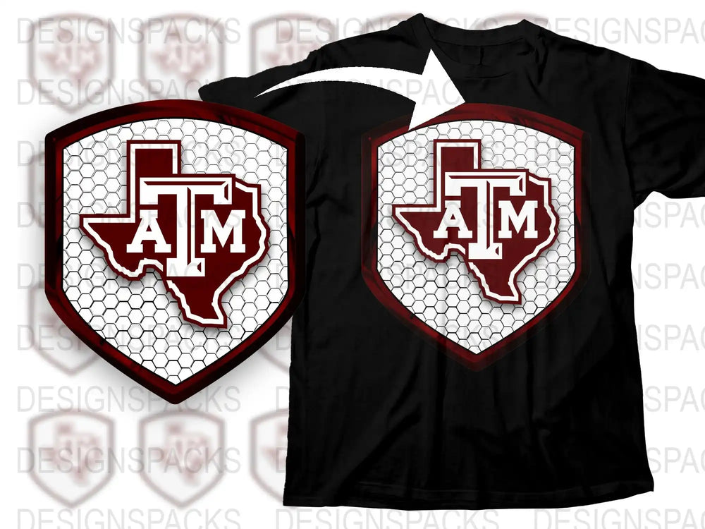 Texas AandM Logo T-Shirt, Maroon State Map, College Sports Fan Apparel, Unisex Cotton Tee