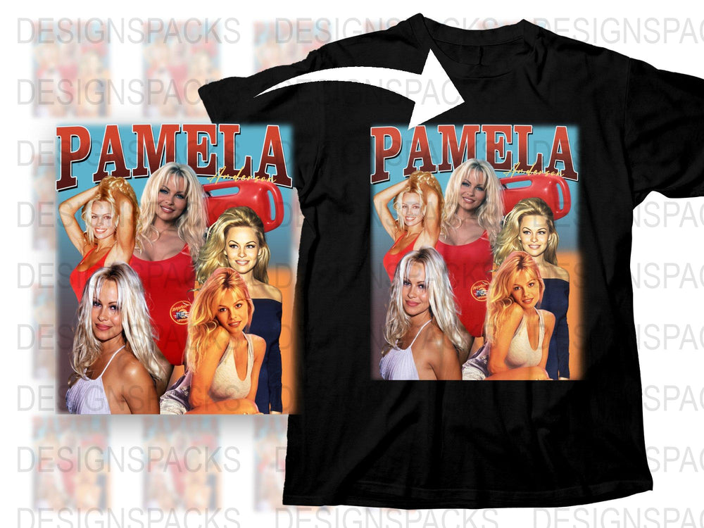 Pamela Anderson Retro Pop Art T-Shirt, Vintage 90s Style Tee, Iconic TV Star Fashion, Celebrity Inspired Top