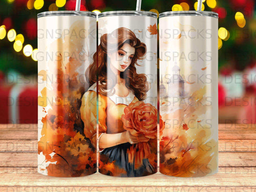 Romantic Autumn Belle Tumbler Digital Wrap Design