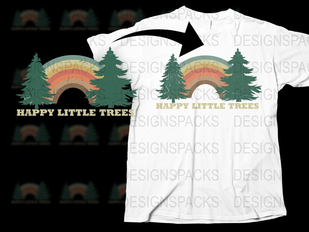 Happy Little Trees T-Shirt, Nature Inspired Graphic Tee, Vintage Forest Design, Unisex Casual Wear