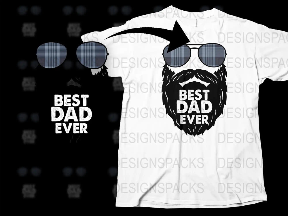 Best Dad Ever T-Shirt, Funny Father's Day Gift, Cool Dad Beard Graphic Tee, Men's Fashion White Shirt