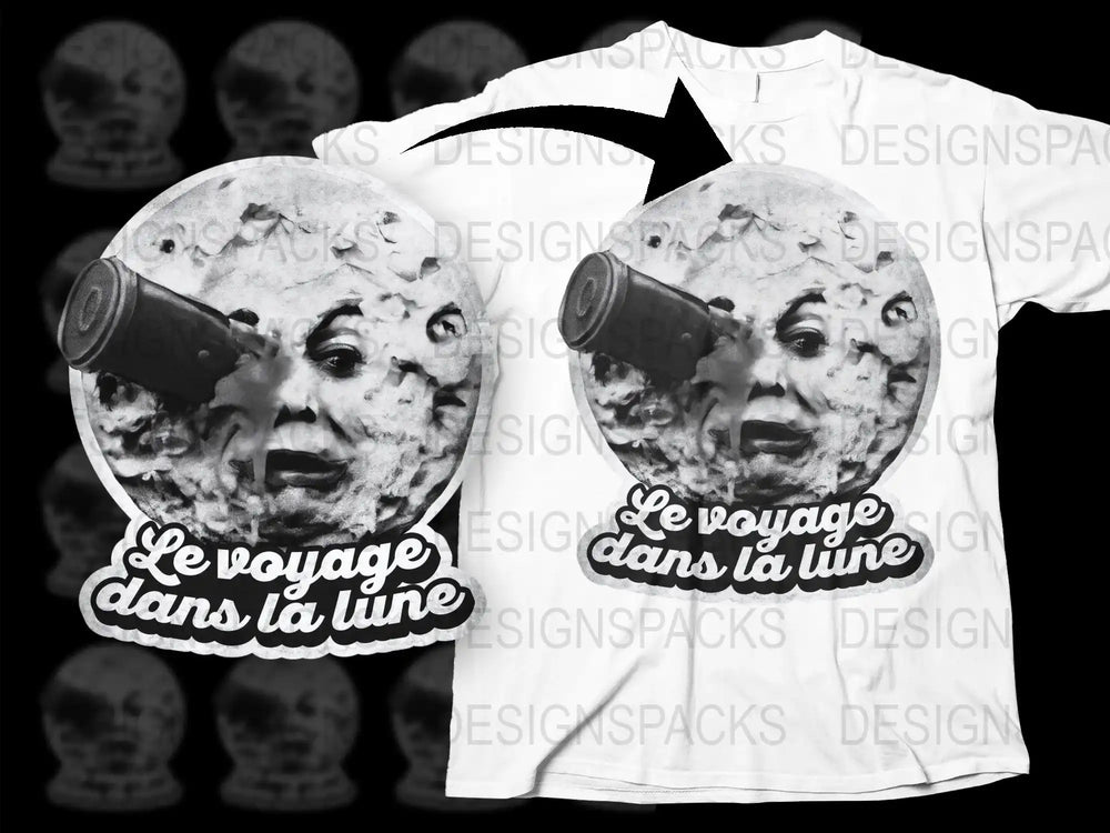 Vintage Moon Face T-Shirt, Le Voyage Dans La Lune Graphic Tee, Classic Film Inspired, Unisex Cotton Shirt