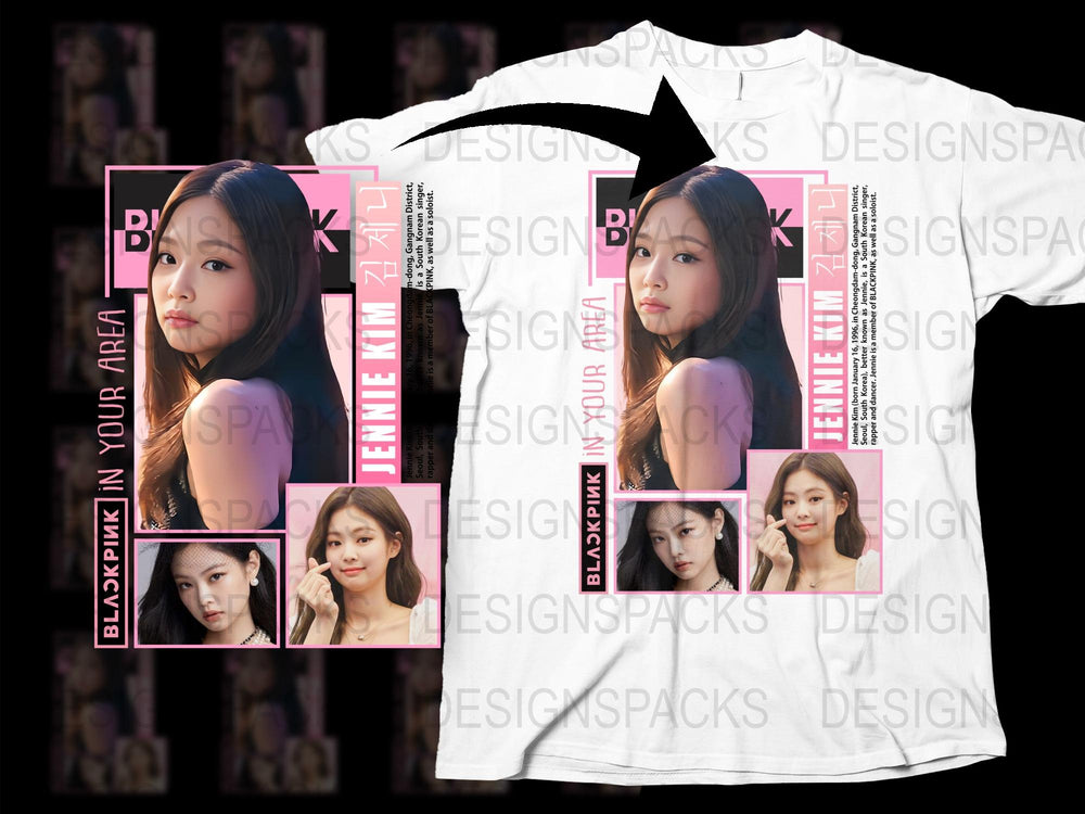Blackpink Jennie Kim Inspired T-Shirt, K-Pop Idol Fan Merch, Graphic Tee, Casual Wear
