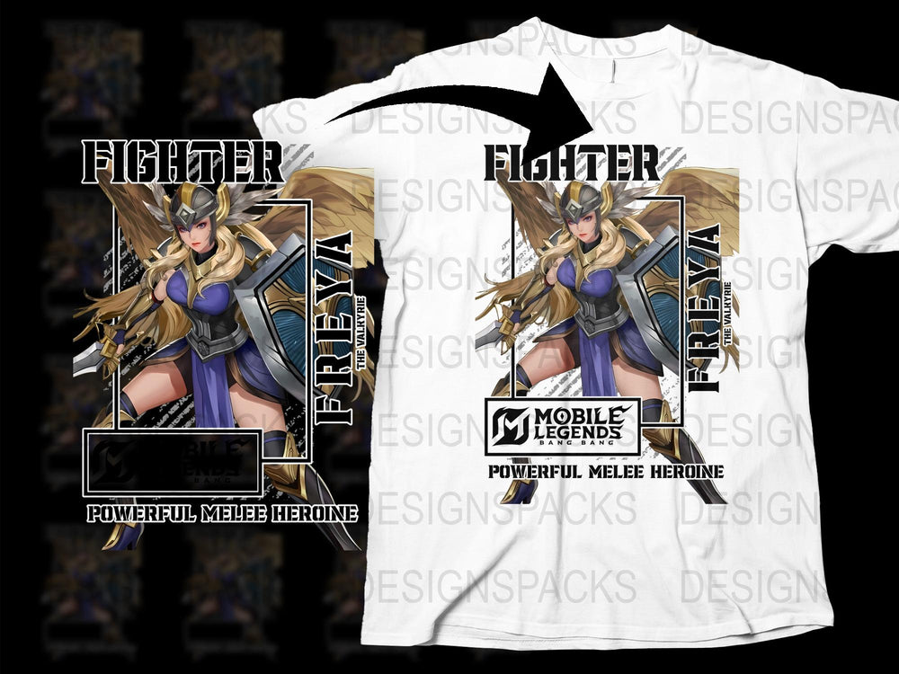 Mobile Legends Freya Fighter T-Shirt, Powerful Melee Heroine Game Apparel, Fan Merchandise