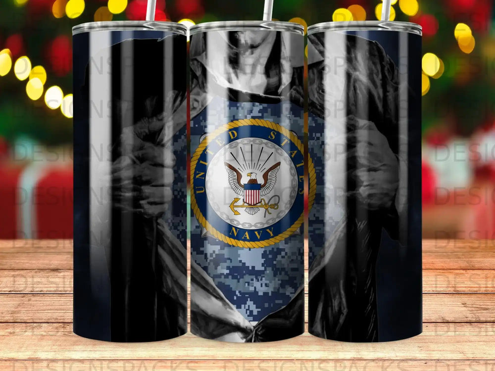 US Navy seal emblem superimposed on a digital camouflage pattern.