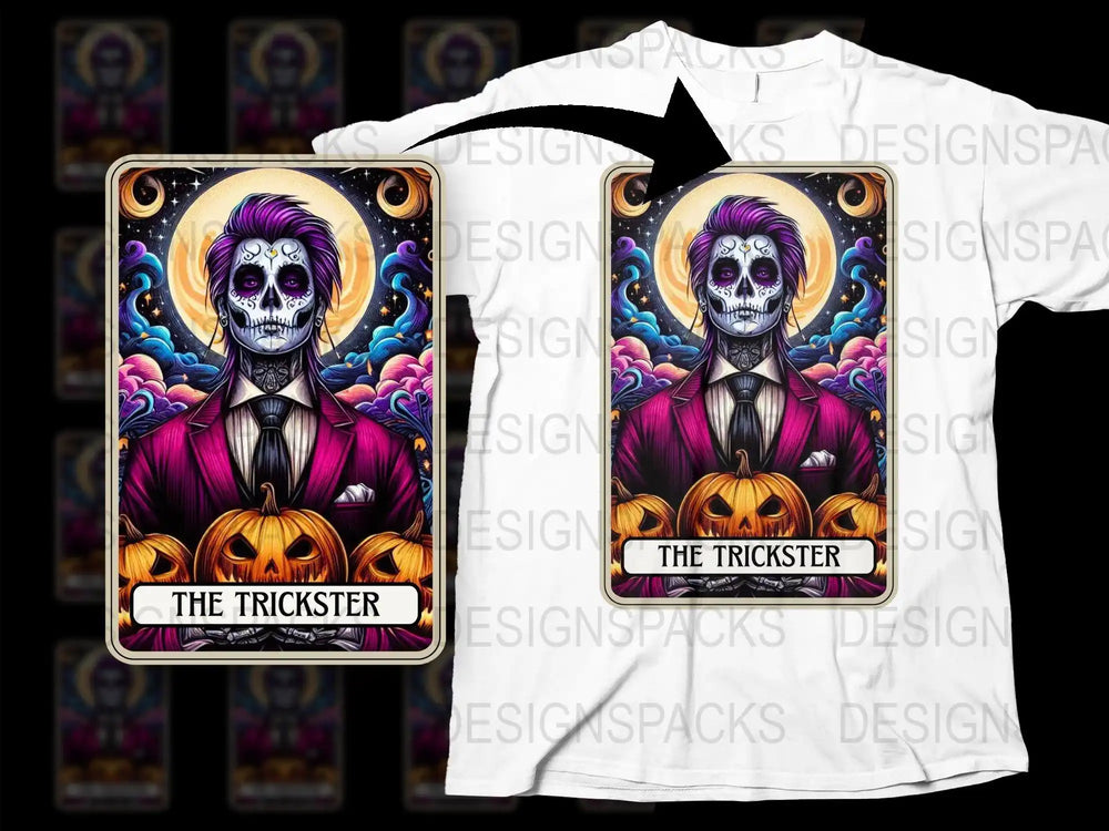 Gothic Trickster Skull T-Shirt, Halloween Pumpkin Graphic Tee, Men's Women's Unisex Clothing