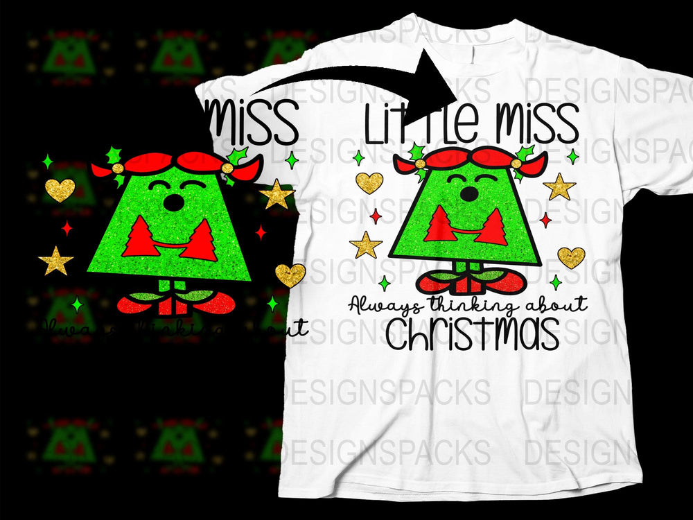 Little Miss Christmas T-Shirt, Cute Holiday Graphic Tee, Festive Women's Top, Fun Xmas Apparel