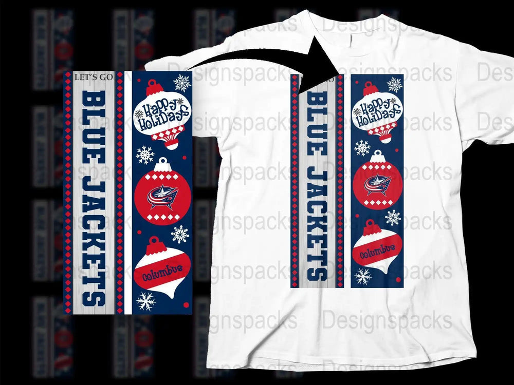 Columbus Blue Jackets Holiday T-Shirt, Festive Winter Sports Tee, Unisex White Christmas Apparel