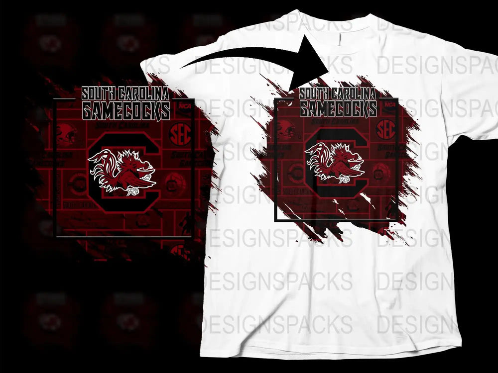 South Carolina Gamecocks T-Shirt, SEC Football Fan Apparel, College Sports Gear, Red and White Graphic Tee