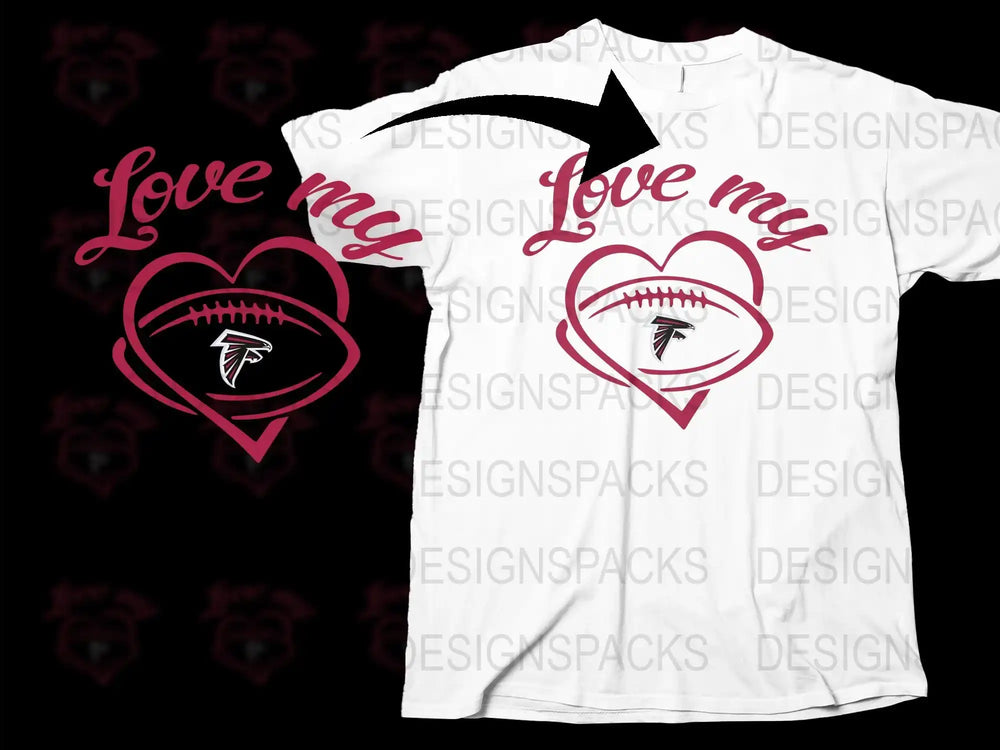 Love My Team Graphic T-Shirt, Atlanta Football Heart Design, Trendy Sports Fan Apparel, Unisex Fit