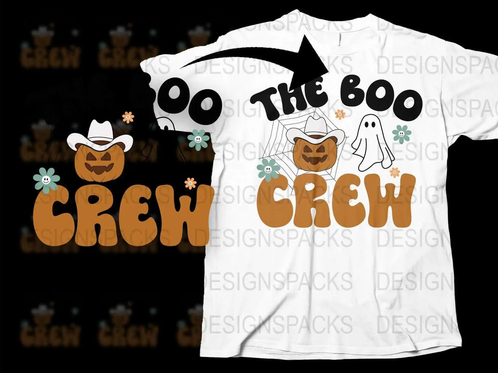 Halloween Ghost Crew T-Shirt, Cute Boo Graphic Tee, Kids and Adults Spooky Apparel