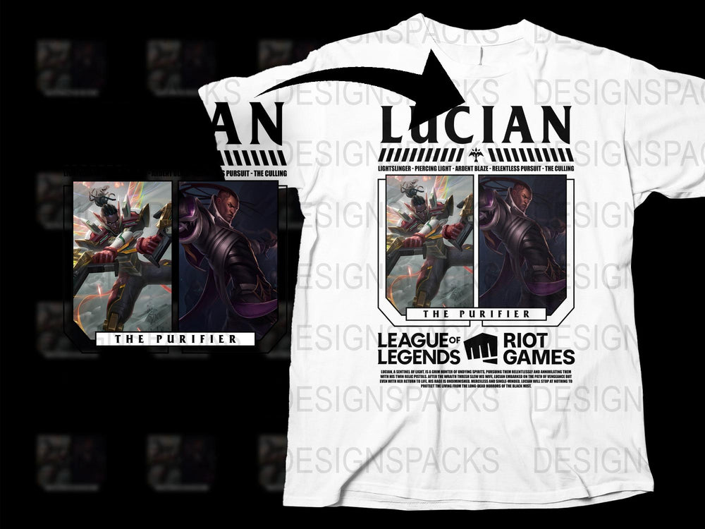 League of Legends Lucian T-Shirt, The Purifier Graphic Tee, Riot Games Merchandise, Gamer Clothing