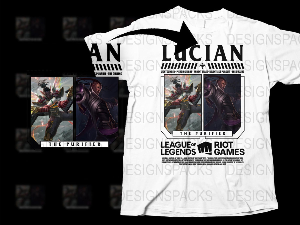 League of Legends Lucian T-Shirt, The Purifier Graphic Tee, Riot Games Merchandise, Gamer Clothing