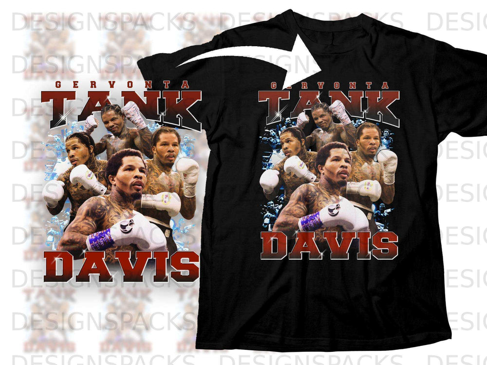 Gervonta "Tank" Davis with boxing gloves and "Davis" text.