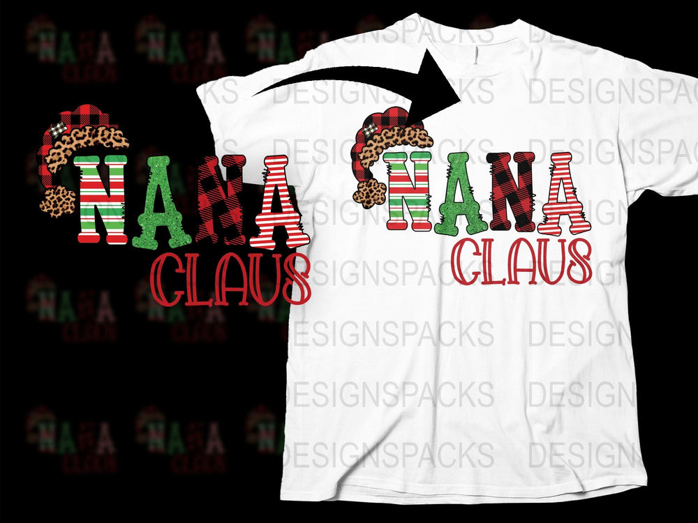Naija Claus Christmas Shirt, African Holiday Festive T-Shirt, Leopard Print Bow, Unisex Gift Idea