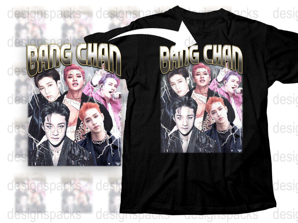 Bang Chan Fan T-Shirt, K-Pop Idol Collage Tee, Colorful Pop Music Shirt, Gift for Music Lovers