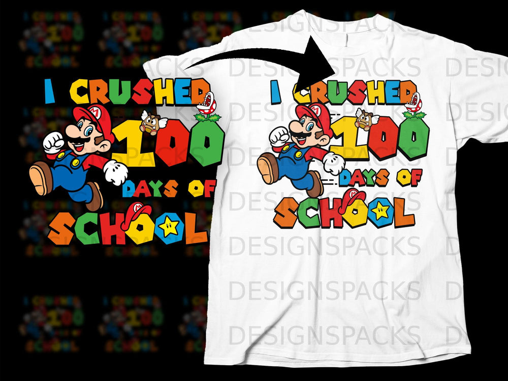 Mario with a Goomba and Piranha Plant celebrates 100 Days of School.