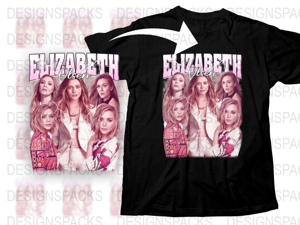 Elizabeth Olsen Inspired Graphic T-Shirt, Celebrity Photo Collage, Fashion Tee, Fan Merchandise, Movie Star Shirt, Casual Wear