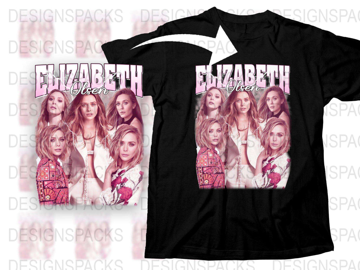 Elizabeth Olsen Inspired Graphic T-Shirt, Celebrity Photo Collage, Fashion Tee, Fan Merchandise, Movie Star Shirt, Casual Wear